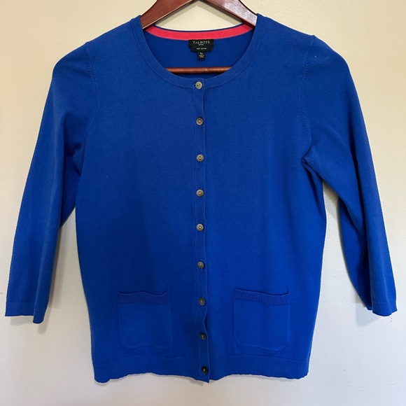 Talbots Sweaters - Talbots Cobalt Blue Button-Front Women's Cardigan